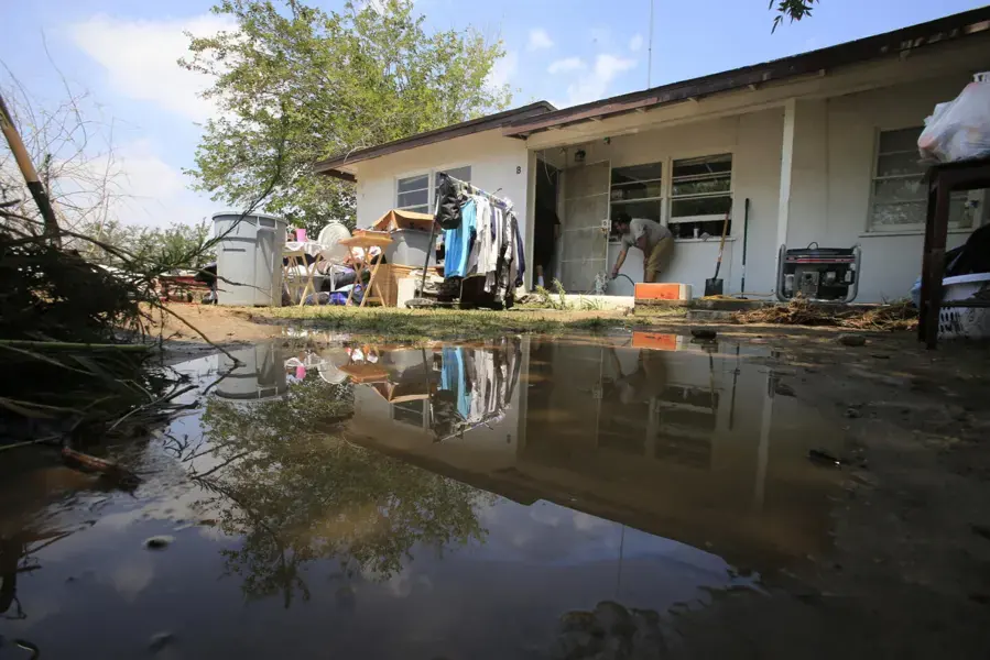 Storm water pooled around a single-story Redding area home after heavy rain